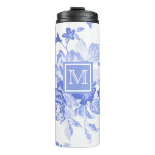 Blue Watercolor Floral Thermal Tumblr Tumbler