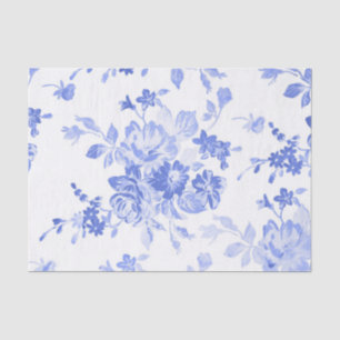 Blue Watercolor Floral Tissue Paper