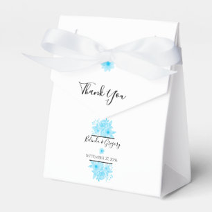 Blue Watercolor Floral Wedding Favour Box