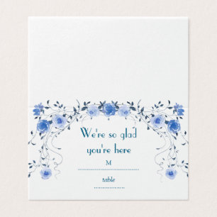 Blue Watercolor Floral Wedding Guest Seating Cards