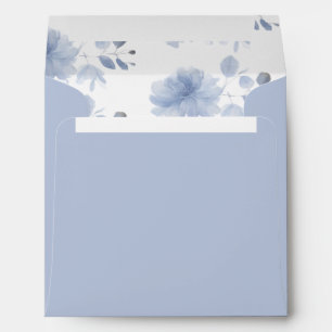 Blue Watercolor Floral Wedding Square Envelope