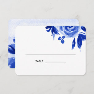 Blue Watercolor Floral Wedding Table Place Cards