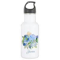 Blue Watercolor Floral with Name