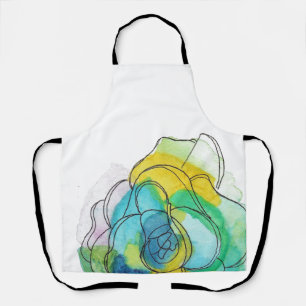 Blue Watercolor Flower Apron