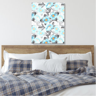Blue Watercolor Flower - Botanical Floral Canvas Print
