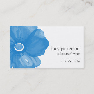 Blue Watercolor Flower Business Cards