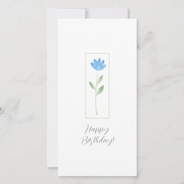 Blue Watercolor Flower Card (Front)