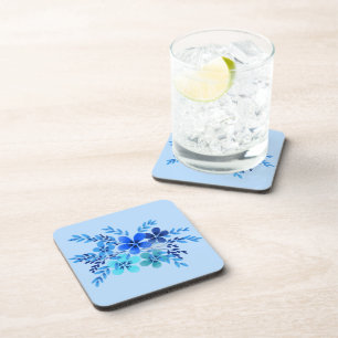 Blue watercolor flower coaster