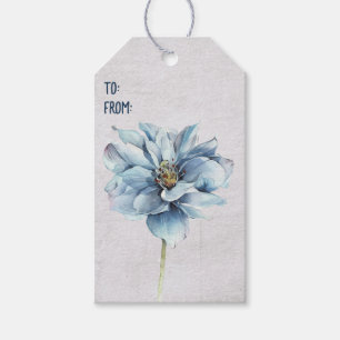 Blue Watercolor Flower Gift Tags