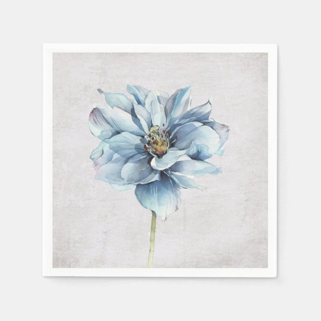 Blue Watercolor Flower Napkin (Front)