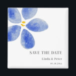 Blue Watercolor Flower Save The Date Wedding Magnet<br><div class="desc">Surprise your future wedding guests with this elegant and modern save the date wedding magnet. This is a very creative way to announce your engagement. Illustrated and designed by Patricia Alvarez.</div>