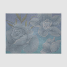 Blue Watercolor Flower Textural Decoupage