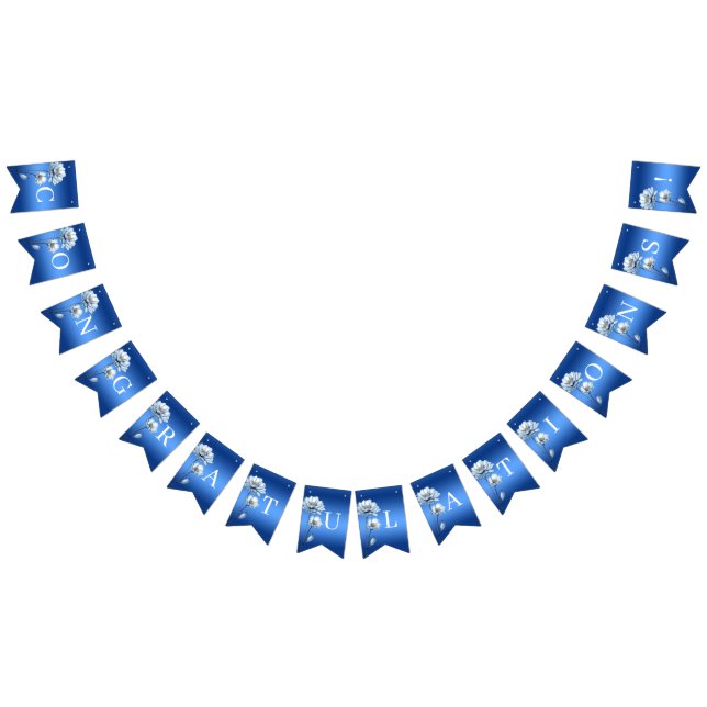 Blue Watercolor Flowers Bunting Flag (All)