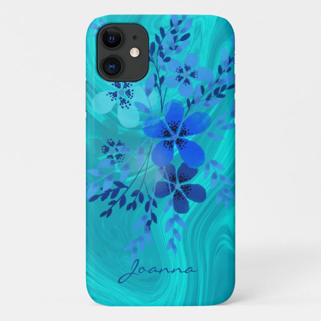 Blue Watercolor Flowers Case-Mate iPhone Case (Back)