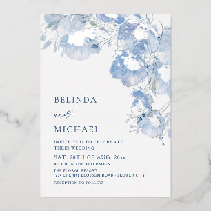 Blue Watercolor Flowers Casual Wedding