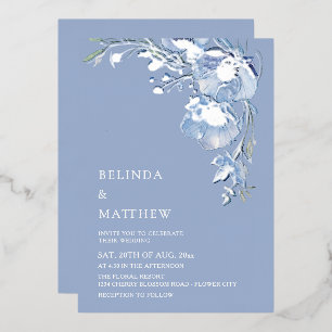 Blue Watercolor Flowers Casual Wedding