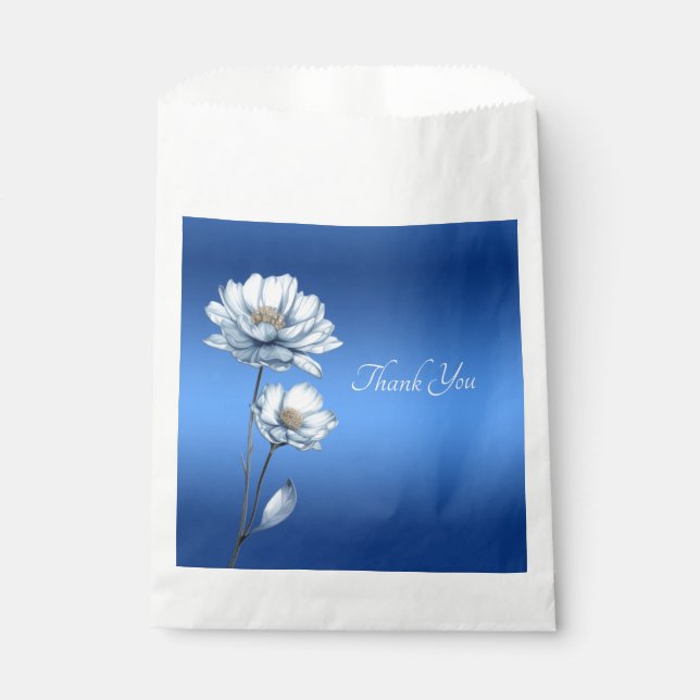 Blue Watercolor Flowers Favour Bag (Front)