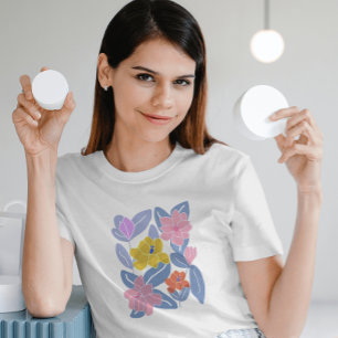 Blue watercolor flowers feminine chic elegant T-Shirt