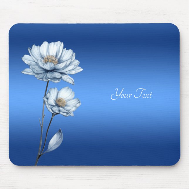Blue Watercolor Flowers Mousepad (Front)