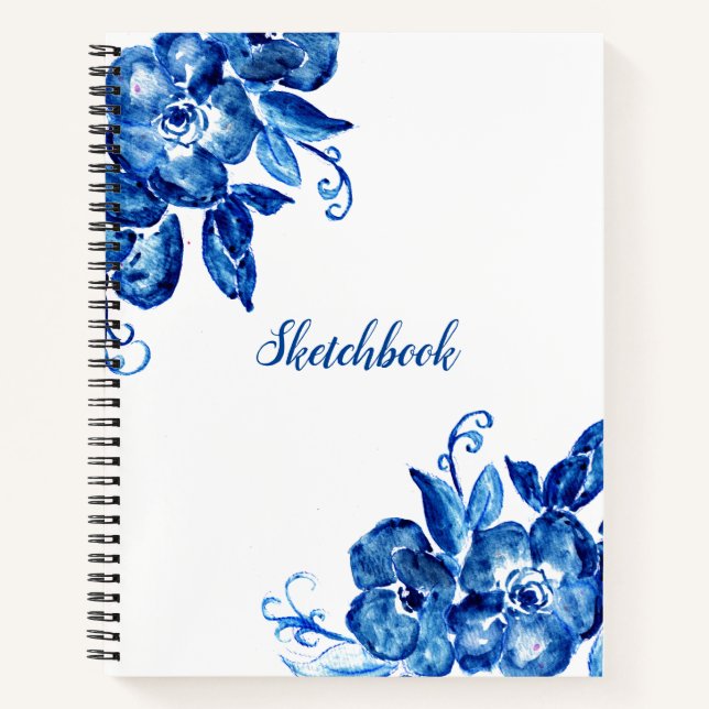 Blue Watercolor Flowers Notebook (Front)