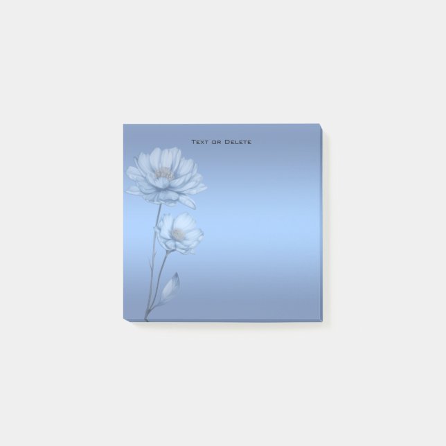 Blue Watercolor Flowers Post it Notes (Front)