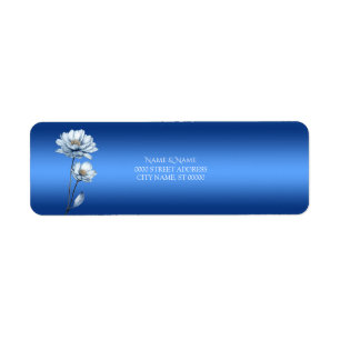 Blue Watercolor Flowers Return Address Label