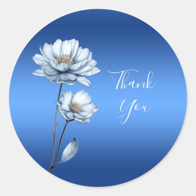 Blue Watercolor Flowers Sticker (Front)