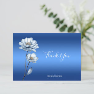 Blue Watercolor Flowers Thank You Card