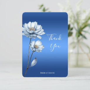 Blue Watercolor Flowers Thank You Card