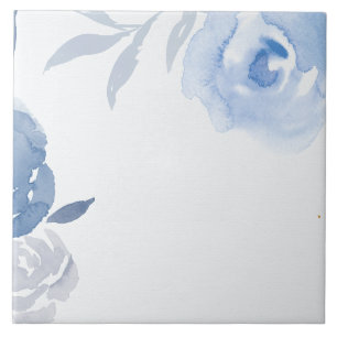 Blue Watercolor Flowers Tile
