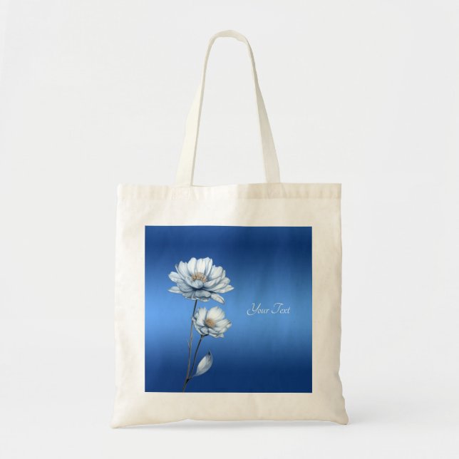 Blue Watercolor Flowers Tote Bag (Front)
