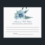 blue watercolor flowers wedding reception advice<br><div class="desc">This is a trendy and chic Watercolor flowers dusty blue wedding advice cards for your wedding reception. Allow your trusted friends and guests and family to give their well wishes on your big day with this stylish advice card. The font is a script style font, paired with serif style font,...</div>