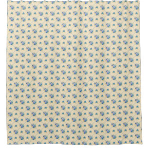 Blue Watercolor Flowers, Yellow Shower Curtain