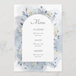 blue watercolor foliage menu