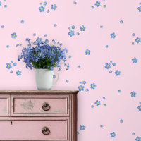 Blue watercolor forget-me-not flowers - pink