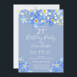 Blue Watercolor Forget-Me-Nots 21st Birthday Party Invitation<br><div class="desc">Country Blue Forget me nots. Simple watercolor flowers some with string lights  ❤️ This group comes in a couple of different layouts,  features and colour themes to coordinate to your special event ❤️.. Hope you like it,  thanks so much for looking….Margaret ✌🏼</div>