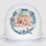 blue watercolor frame Baptism thank you  Snowglobe<br><div class="desc">Baptism thank you favour</div>