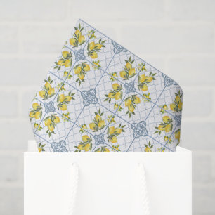 Blue Watercolor French Country Lemon Tissue Paper