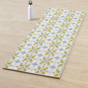 Blue Watercolor French Country Lemon Yoga Mat