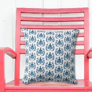 Blue Watercolor French Toile Pattern Cushion