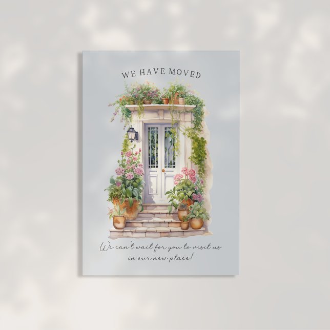 Blue Watercolor Front Door new address  Announcement Postcard (Creator Uploaded)