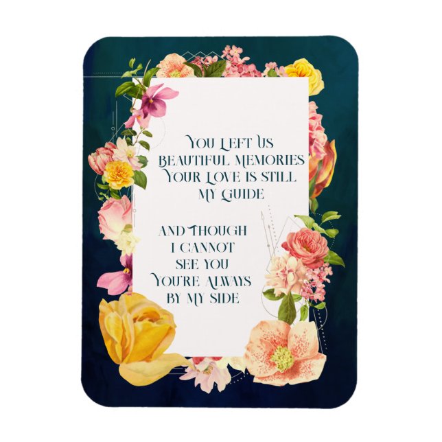 Blue Watercolor Funeral Program Vibrant Floral Magnet (Vertical)