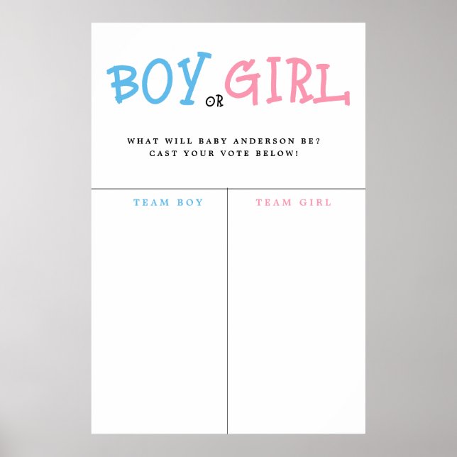  Blue Watercolor Gender Reveal Voting Sign (Front)