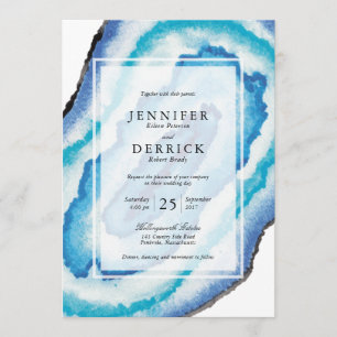 Blue Watercolor Geodes Invitation