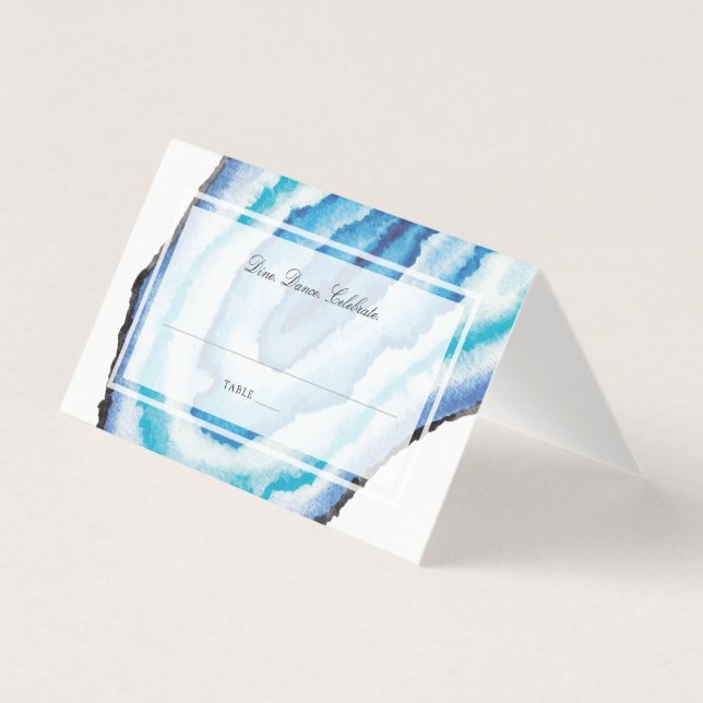 Blue Watercolor Geodes Rock Wedding (Front)