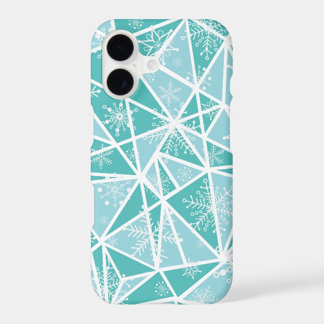 Blue Watercolor Geometric Snowflakes Pattern (Back)