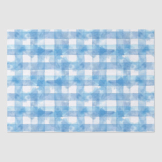 Blue Watercolor Gingham Tissue Paper
