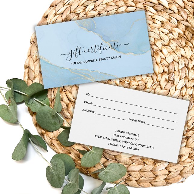 Blue Watercolor Glitter Gift Certificate (Creator Uploaded)