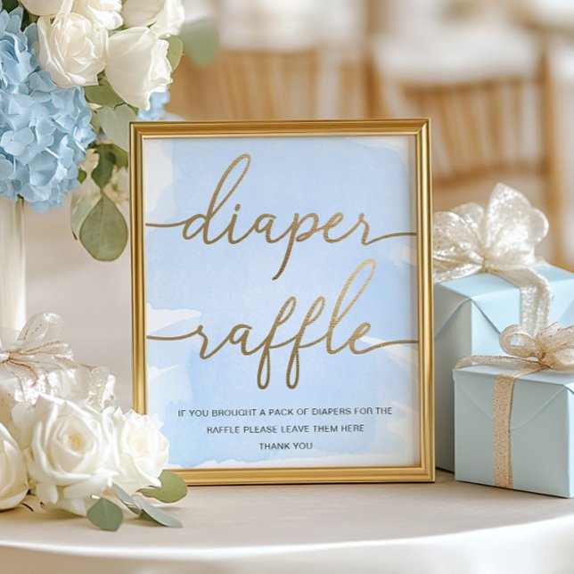 Blue Watercolor Gold Diaper Raffle Poster (Creator Uploaded)