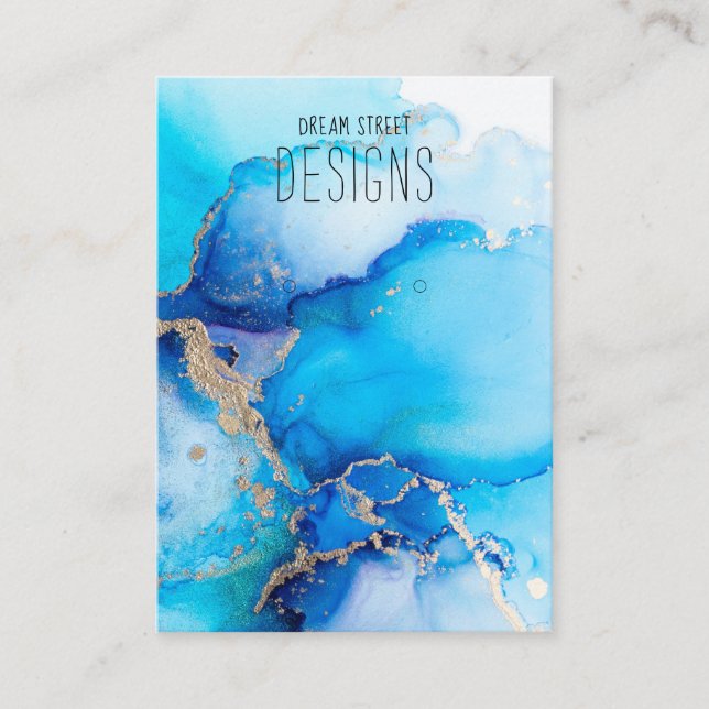 Blue Watercolor Gold Earring Display Card (Front)